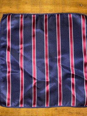 Navy and Burgundy Striped Pocket Square / Handkerchief
